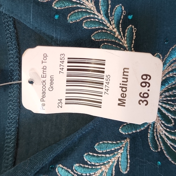 New Dark Teal Embroidered Shirt - Medium - Picture 7 of 8